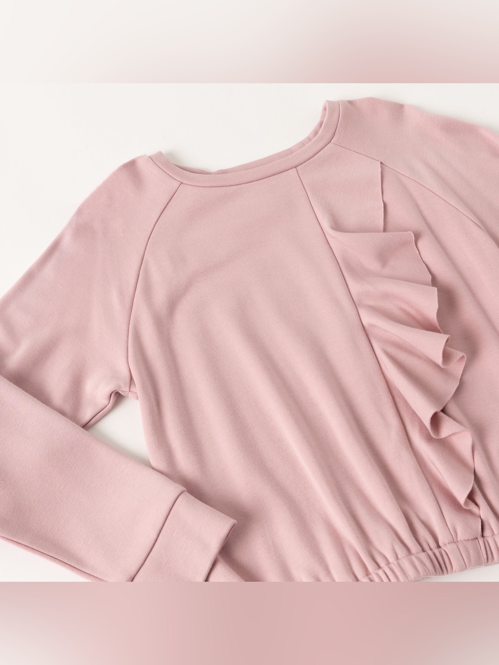 Kids Pink Ruffle Long Sleeve Top